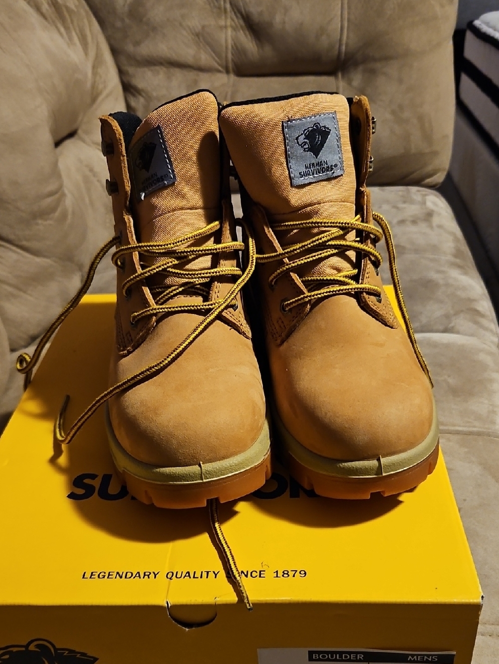Men's Herman Survivors Tan Work Boots with Lace-Up Support